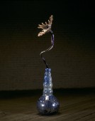 Silvered Blue Spotted Ikebana with Purple Frog Foo