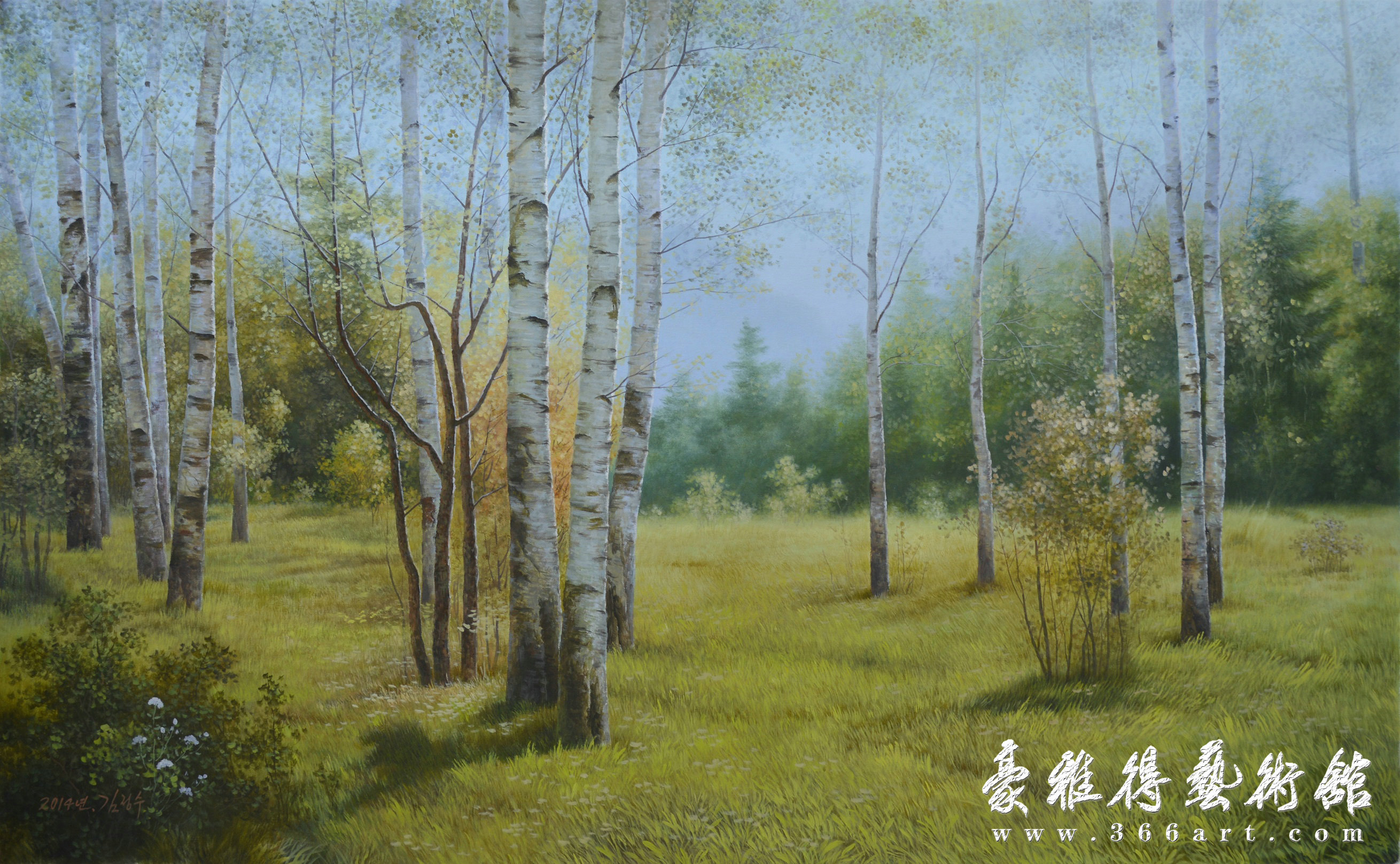 朝鲜油画-枯木逢春