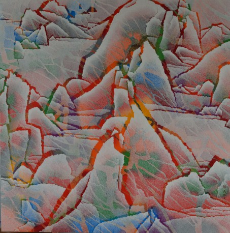 仇德树 裂变—聚彩山景3 182x180cm 宣纸 丙烯色 画布板框 20132014