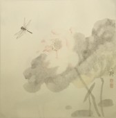 丁学军 荷花与蜻蜓 35x35cm