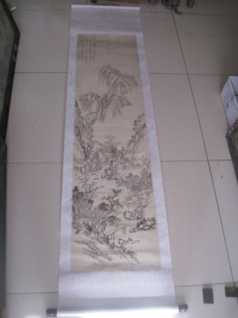 王学浩 江苏昆山 乾隆举人 清代画家 山水条幅,尺寸146-38cm