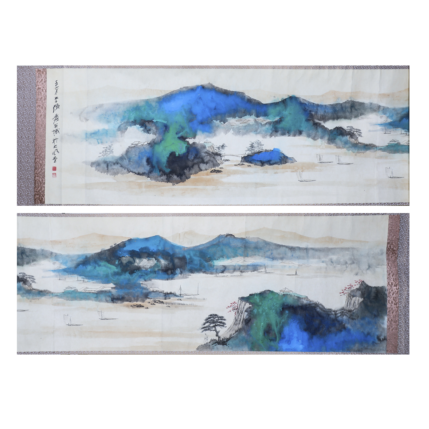 张大千款《泼墨山水画》长卷