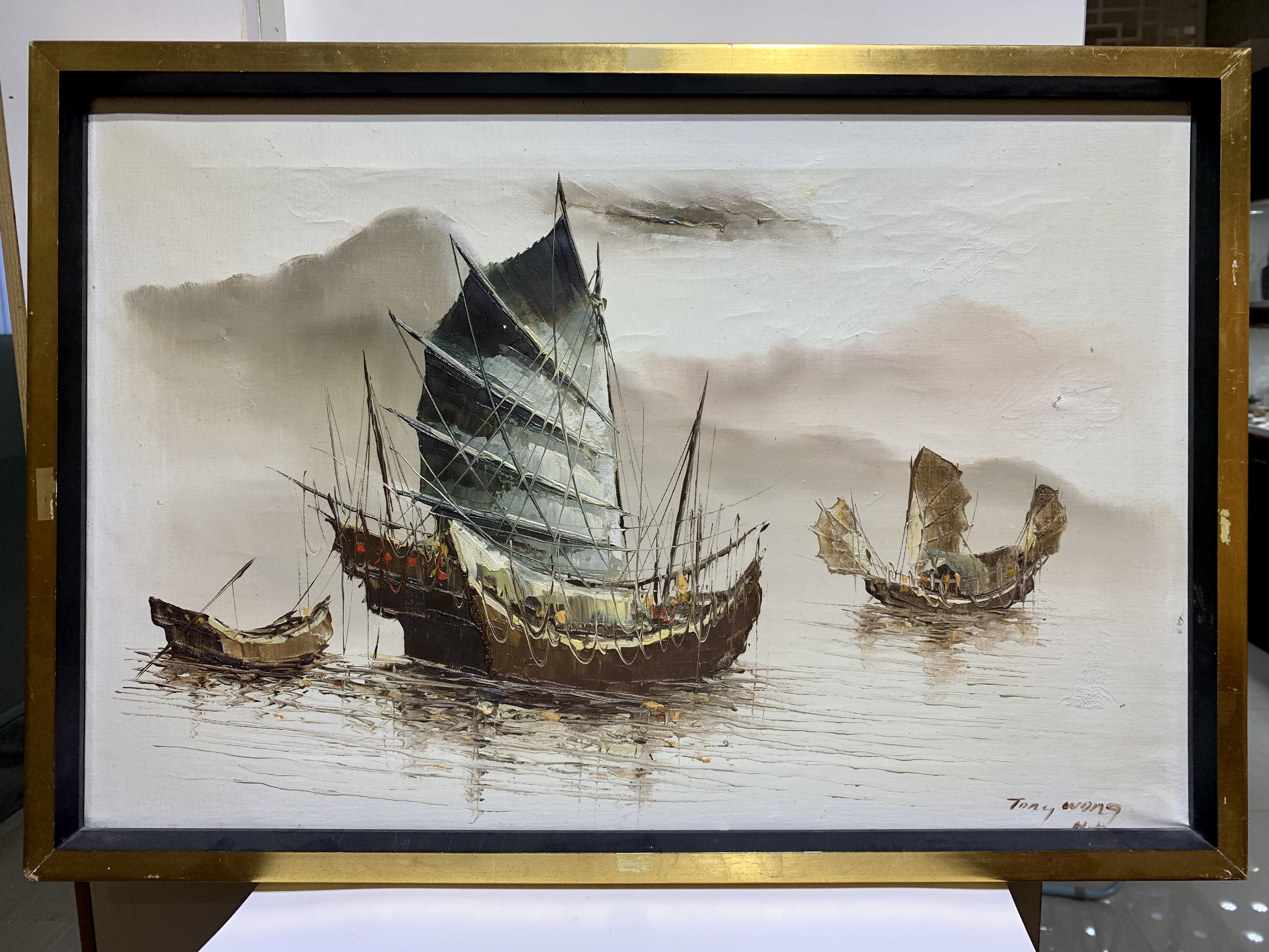 20世纪油画《一帆风顺》作者:tony wong