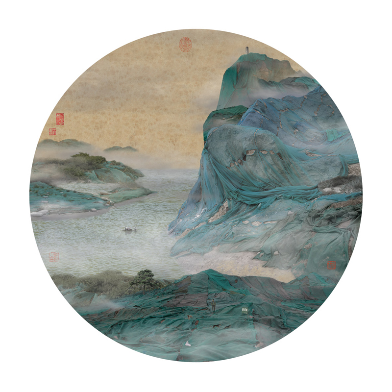 姚璐新山水Ⅰ-YL05清崖横云图  Yaolu’s new Landscape part Ⅰ--YL05 Clear Cliff Shrouded in Floating Clouds