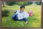 朝鲜油画《放学了》