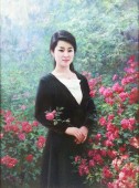 朝鲜油画《黑衣妇女》