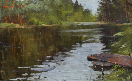 俄罗斯油画《乌尼切湖》