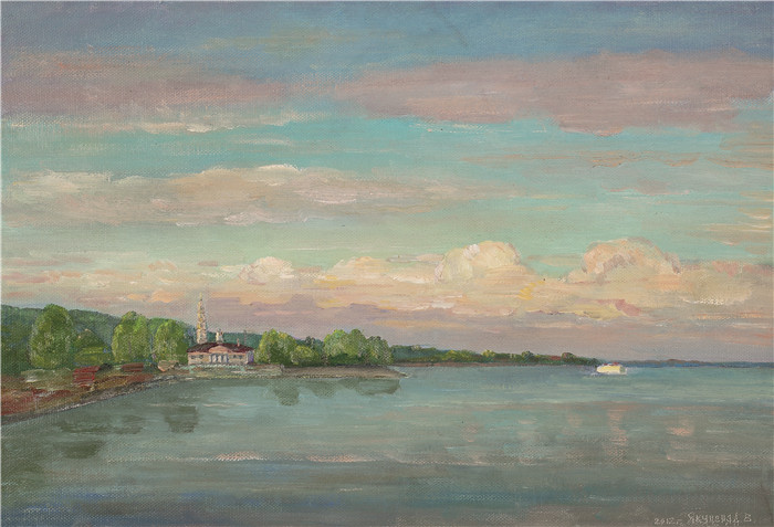 俄罗斯油画《伏尔加河上》