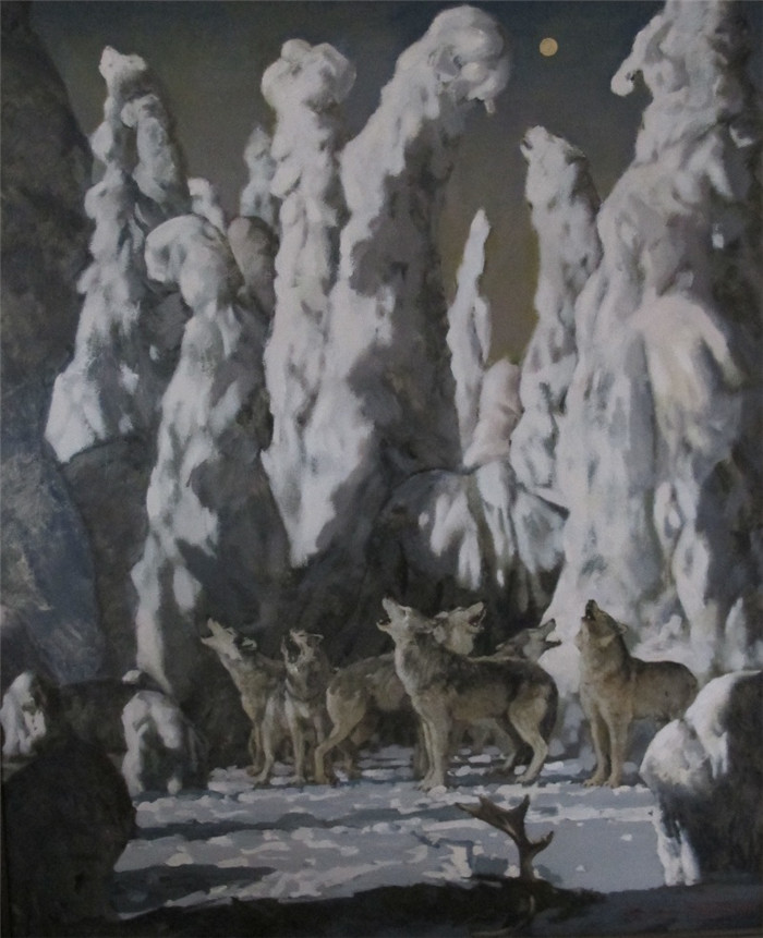 俄罗斯油画《狼的传说》 