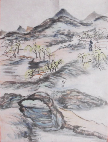 清-石涛山水纯手绘复制品2-中国画山水