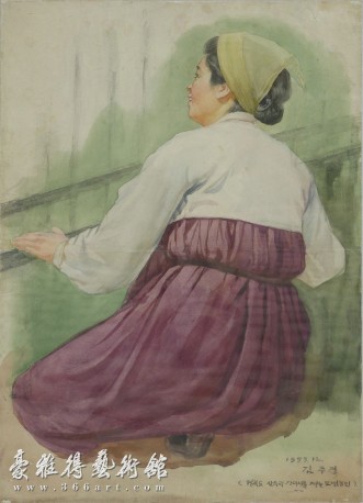 朝鲜水墨-织布女工