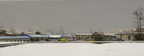 《雪后的车站》尺寸100cmx40cm布面油画 沈磊