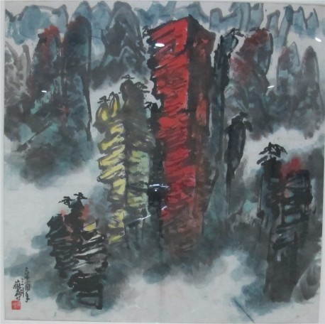 燕鸣 山水 68cmx68cm