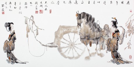 应图可感汉时月138x69cm