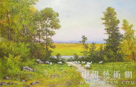 朝鲜画/朝鲜油画-放牧地