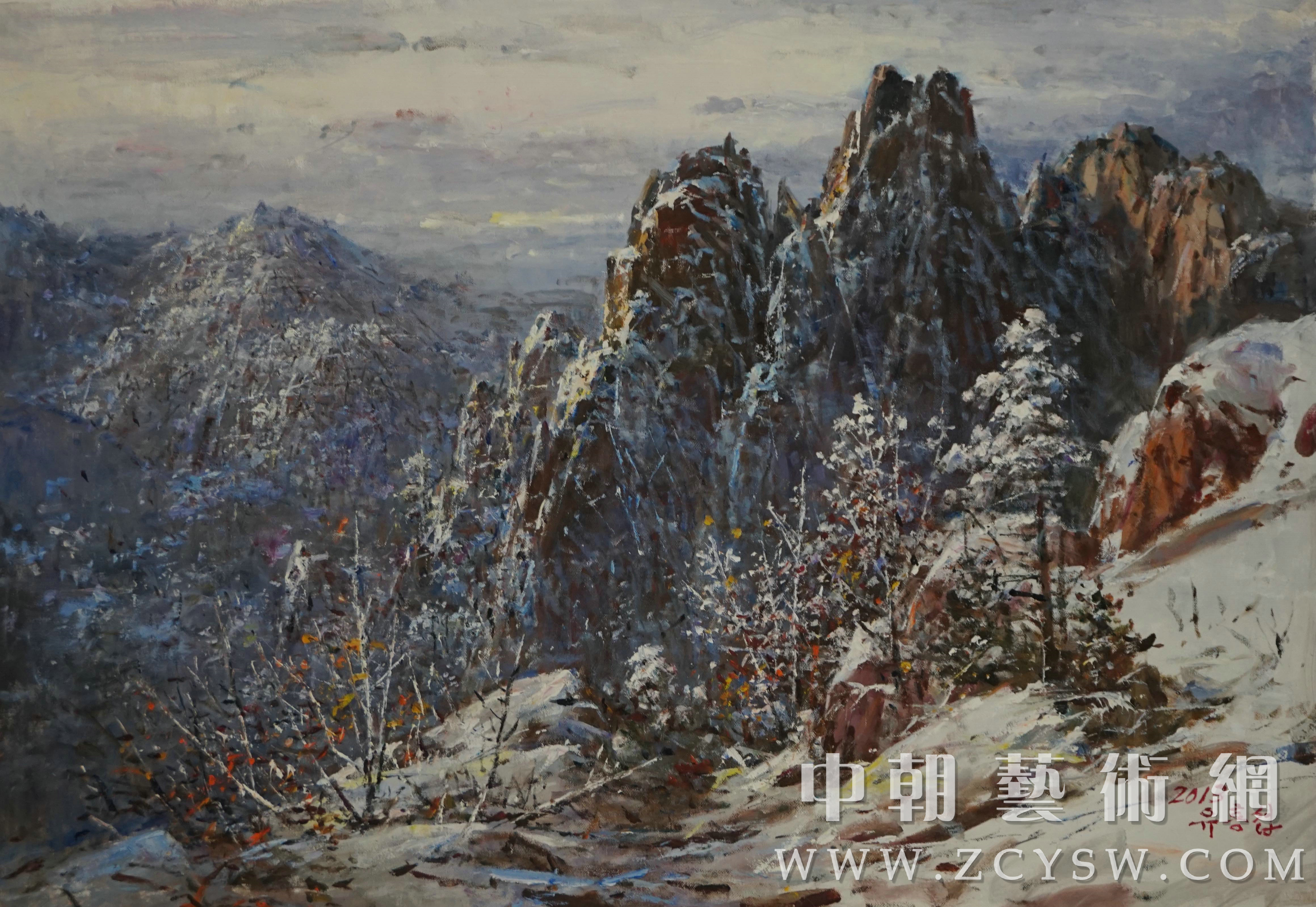朝鲜画/朝鲜油画-雪后山峰