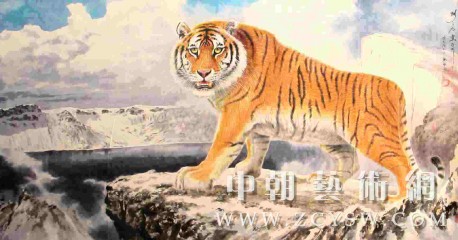 朝鲜画/朝鲜油画-白头山老虎