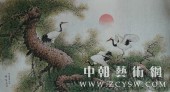 朝鲜画/朝鲜油画-仙鹤朝阳