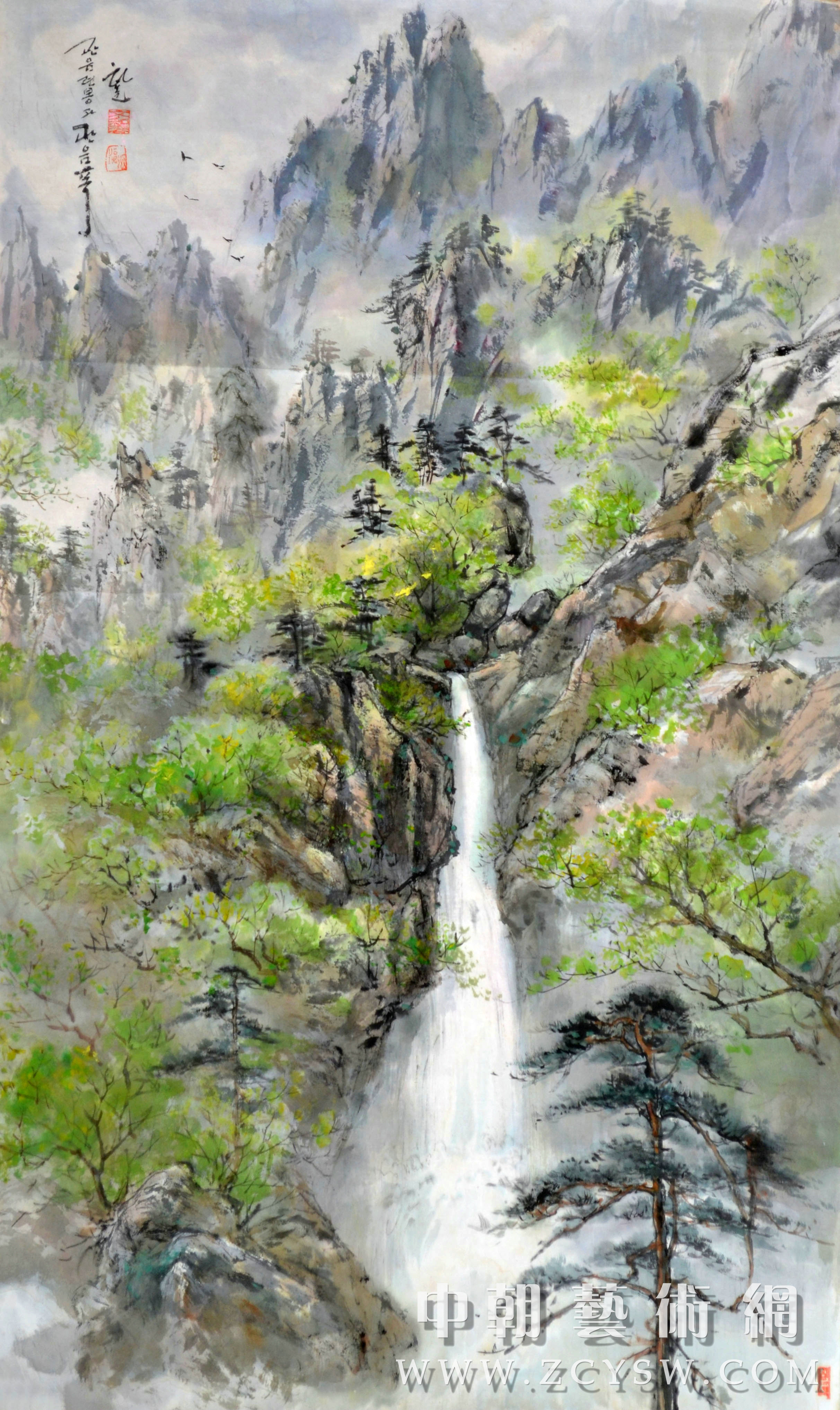 朝鲜画/朝鲜油画-观音莲峰和观音瀑布