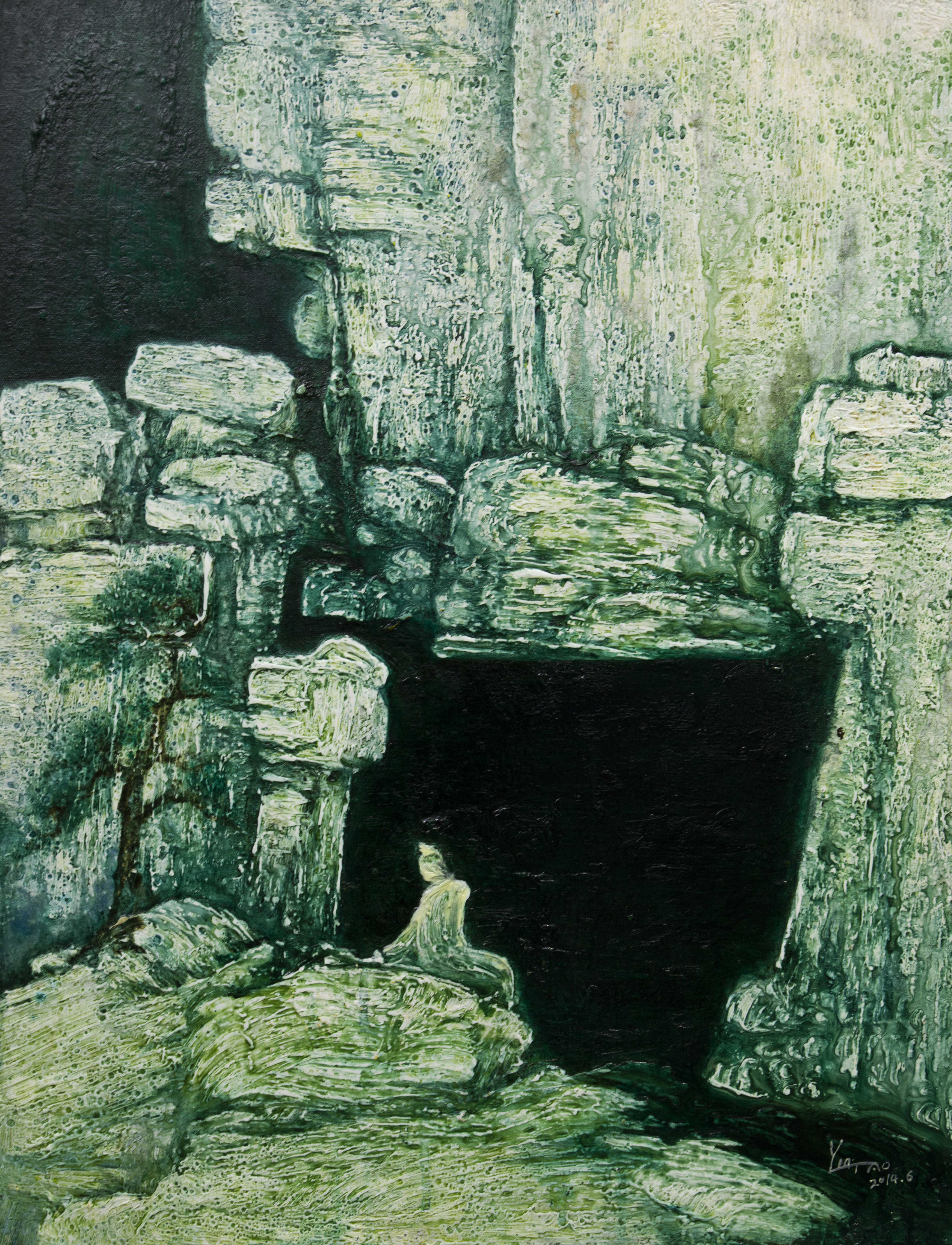 背靠青松 面临深谷13 布面丙烯，综合材料 90×70cm