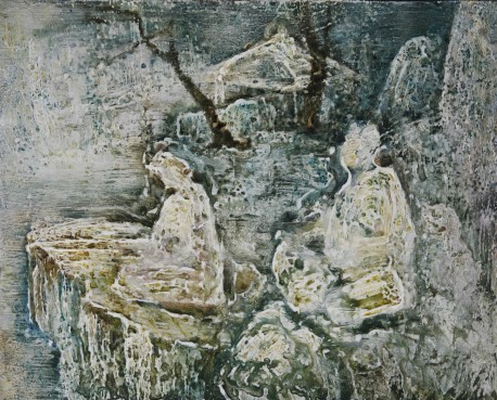 背靠青松 面临深谷 2布面丙烯，综合材料 40×50cm