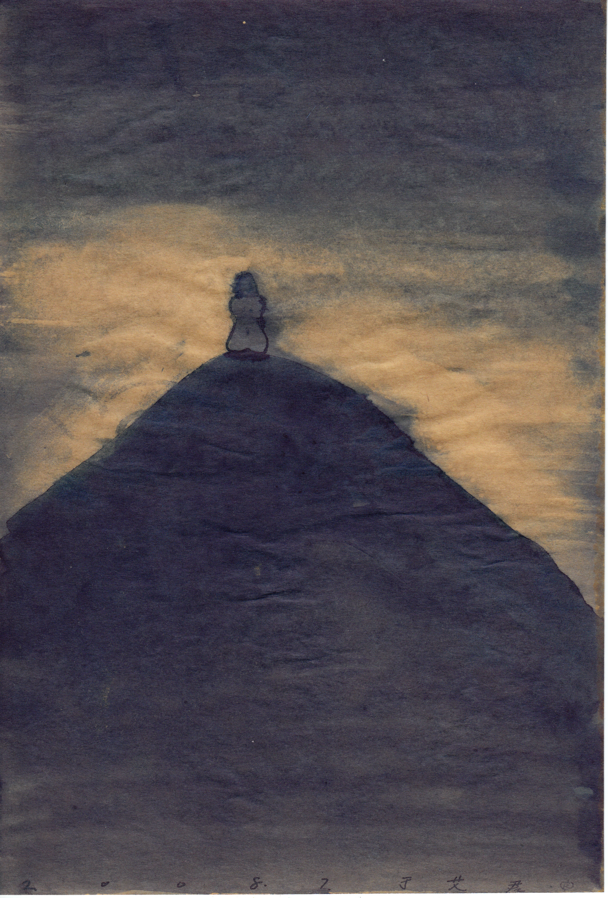 山顶的女人Woman sit on the hilltop