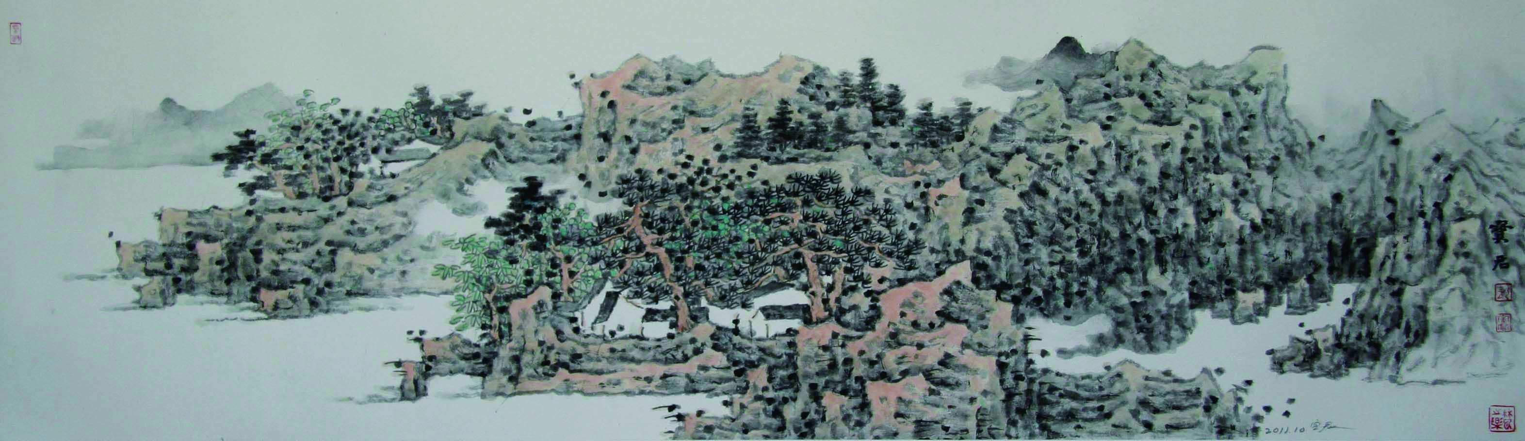 郭宝君《山外清山》34X138CM