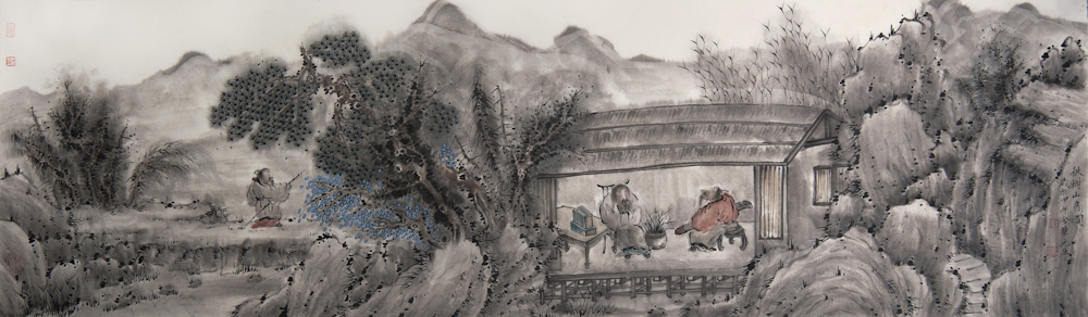 原国镭 秋树山房图70cmx280cm 国画 2013年