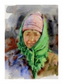 中国实力派水彩画家---武立君《绿围巾》