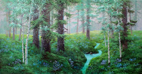 朝鲜功勋艺术家 林志亨《伐木风景》93x170