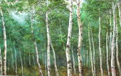 朝鲜名家金革《白桦树林》108x165