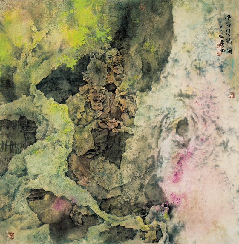 3早春得酒图      68×68cm