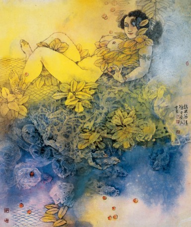 86熟果落清塘  83 ×75cm