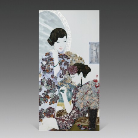 112cm*56cm高温颜色釉瓷板《女人花》系列