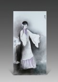 78cm*42cm粉彩人物瓷板《素心》