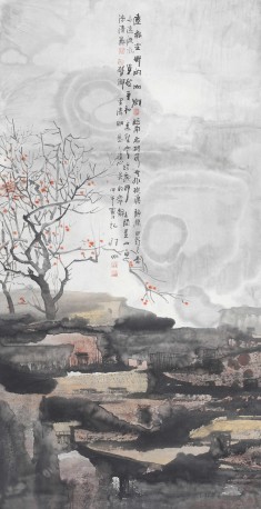 邹明《远离尘世的山乡》138x69cm