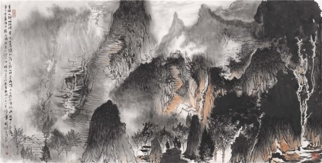 云满山岭树满溪  70cm×138cm  设色纸本  2014年