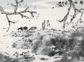 《听秋图》 纸本水墨 34×46cm 2008年