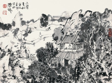 《小园喜秋》 纸本水墨 34×46cm 2011年