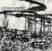 《都市味象·雨都》 纸本水墨 68×68cm 2011年