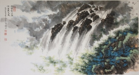 青绿山水瀑布