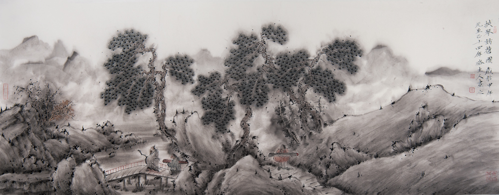 原国镭 挟琴访旧图84cmx221cm 国画  2014年