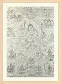 德格印经院藏传佛教宁玛派红教的祖师莲花生木刻雕版唐卡版画