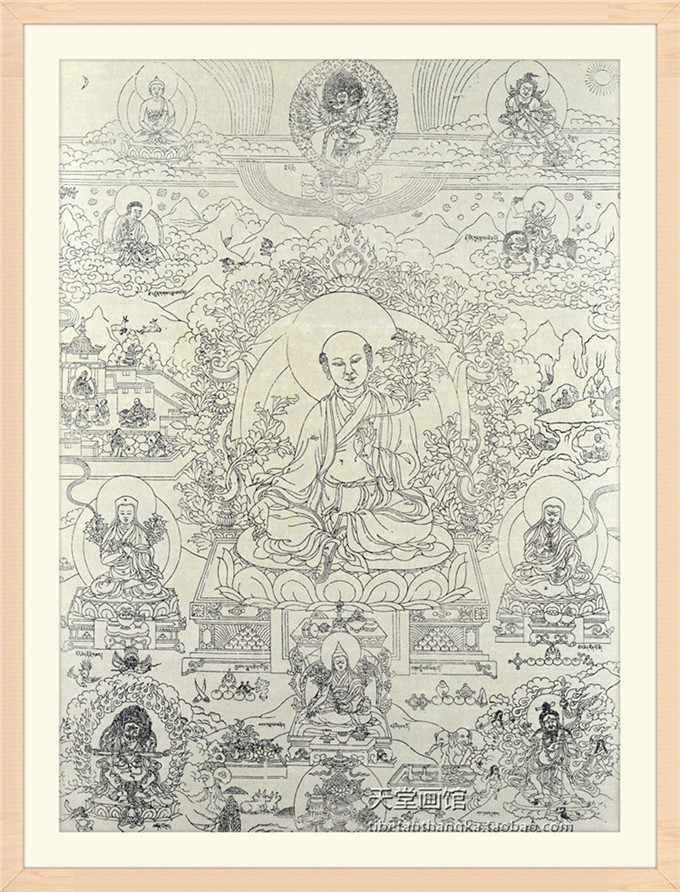 德格印经院藏传佛教木刻雕版唐卡版画萨迦派萨迦·贡噶宁布