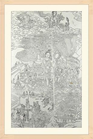 德格印经院唐卡版画木刻雕版释迦摩尼率观音佛像唐卡画