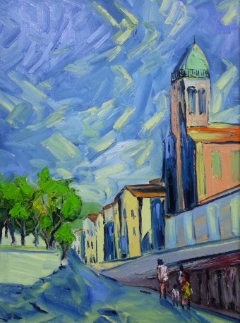 Port vendres rue de l\\\'eglise2014凡德尔港口教堂街73cm54cm