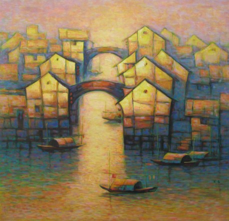 水乡流金岁月 Water Town  The Golden Faith 110cm x 116cm