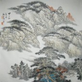 16张玉河 山水国画《幽居》68cmx68cm