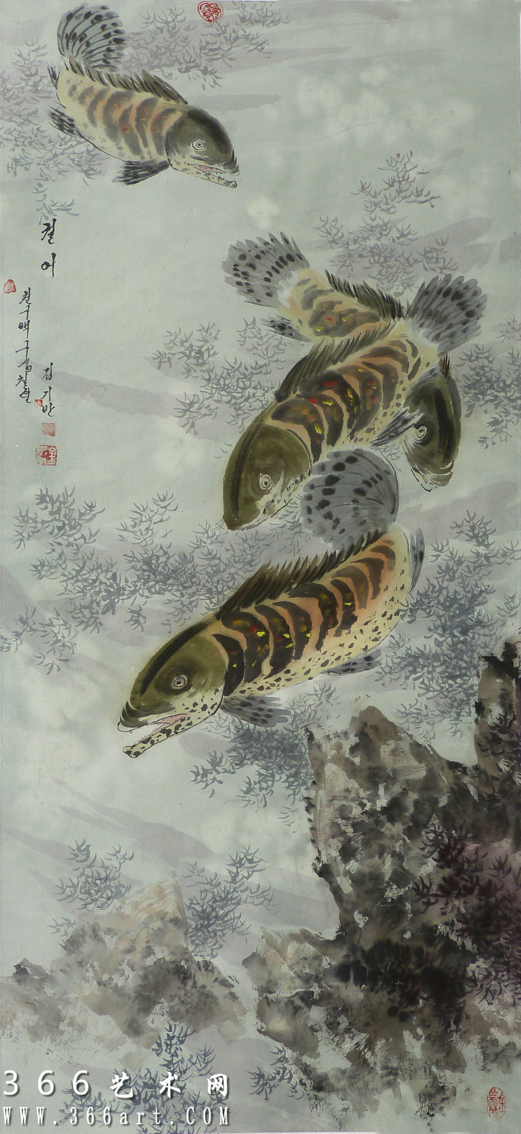 金基万 锦鳞游泳万里程 1997年 60 x 136cm【金基万卷2】