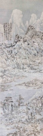 王天德《后山图 ·回 No15MGSNT053》 皮纸、墨、焰  58 x185cm 2015